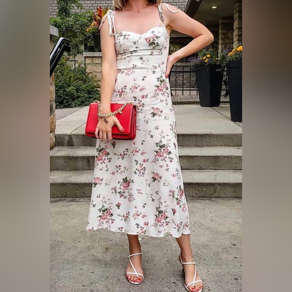 Reformation Floral White Midi Dress - Picture 2 of 4